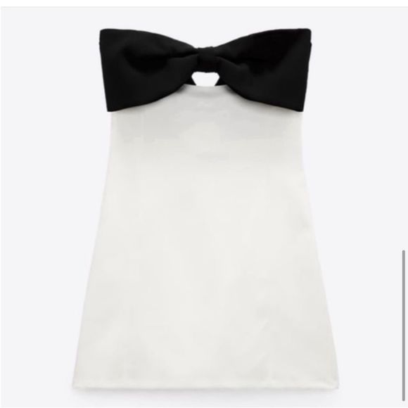 ZARA NEW WOMAN SHORT DRESS TIE DETAIL BOW OFF SHOULDER WHITE 7887/707/250/014 - Picture 12 of 15